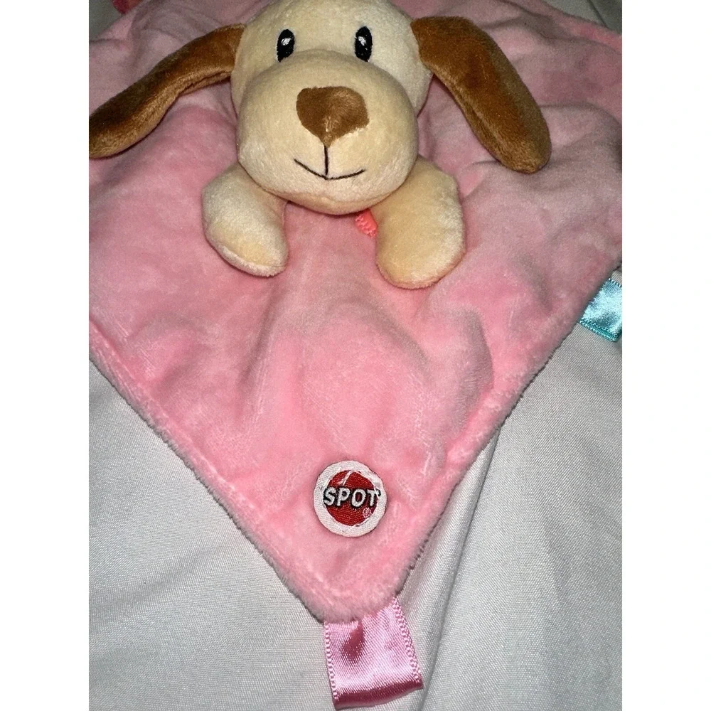 Spot Lovey Security Blanket Dog Pink Textile Ribbons Taggies